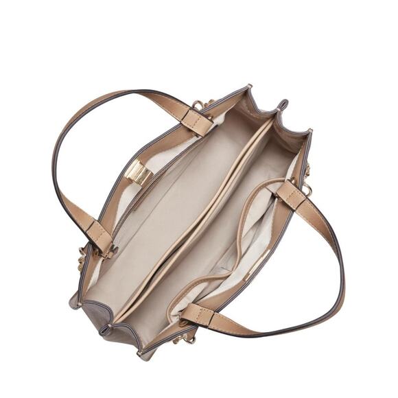 INC International Concepts Pattii Chevron Bag NWT Tan Gold - Picture 3 of 5